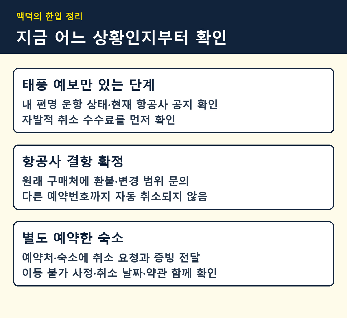 예약 취소 상태를 구분한 자체 제작 안내