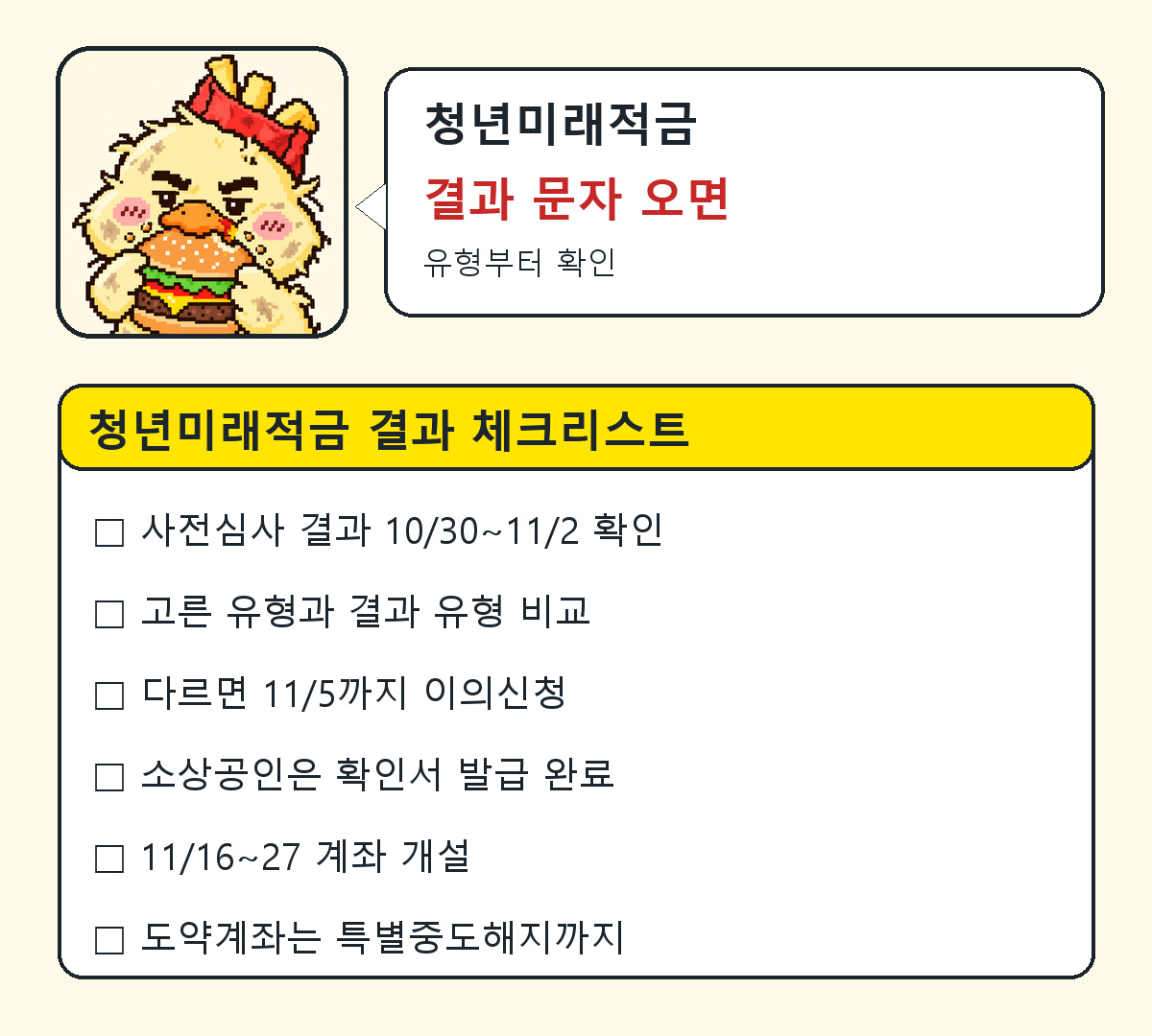 청년미래적금 2차 결과 확인 체크리스트 6가지
